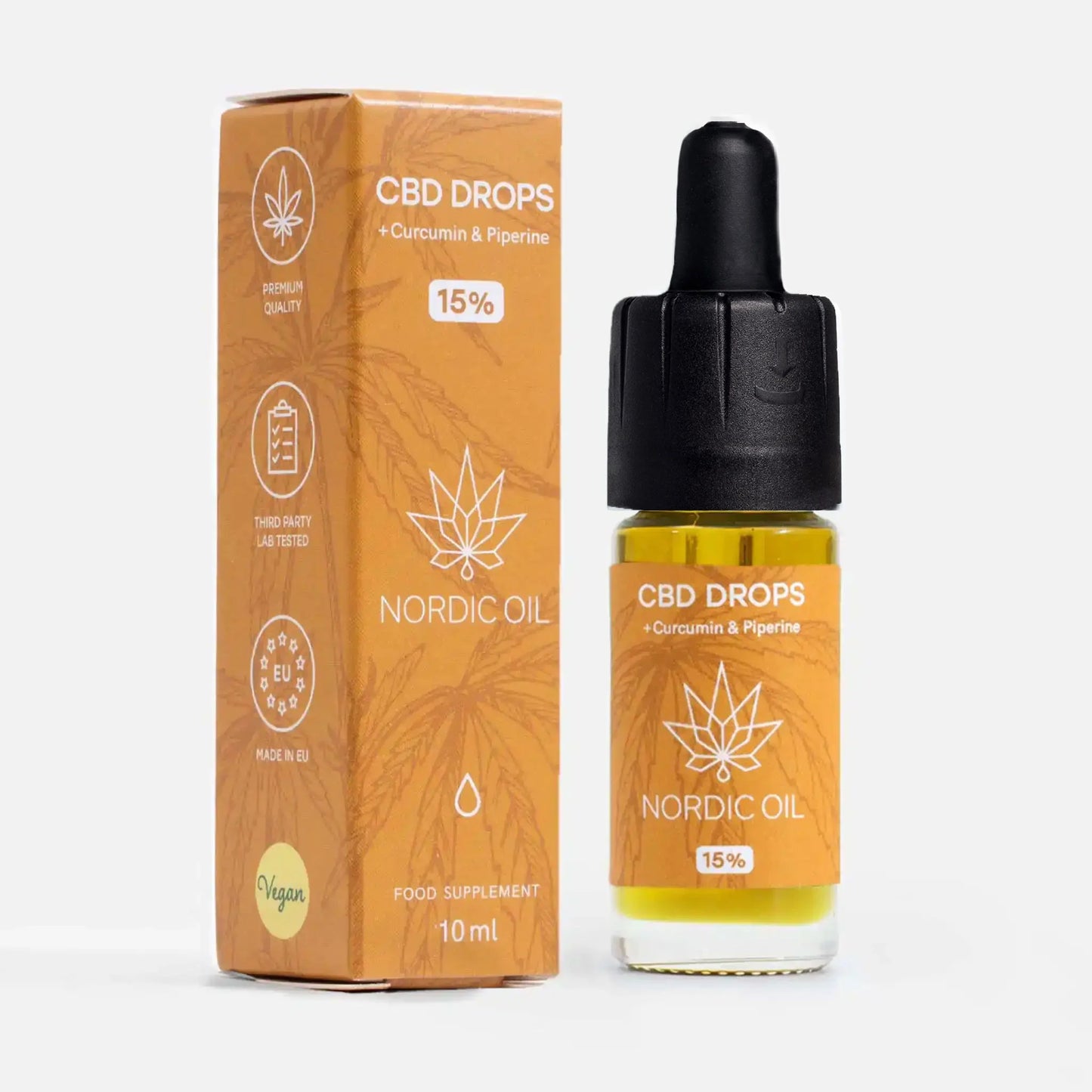 Olej CBD z kurkuminą (15%) i opakowanie