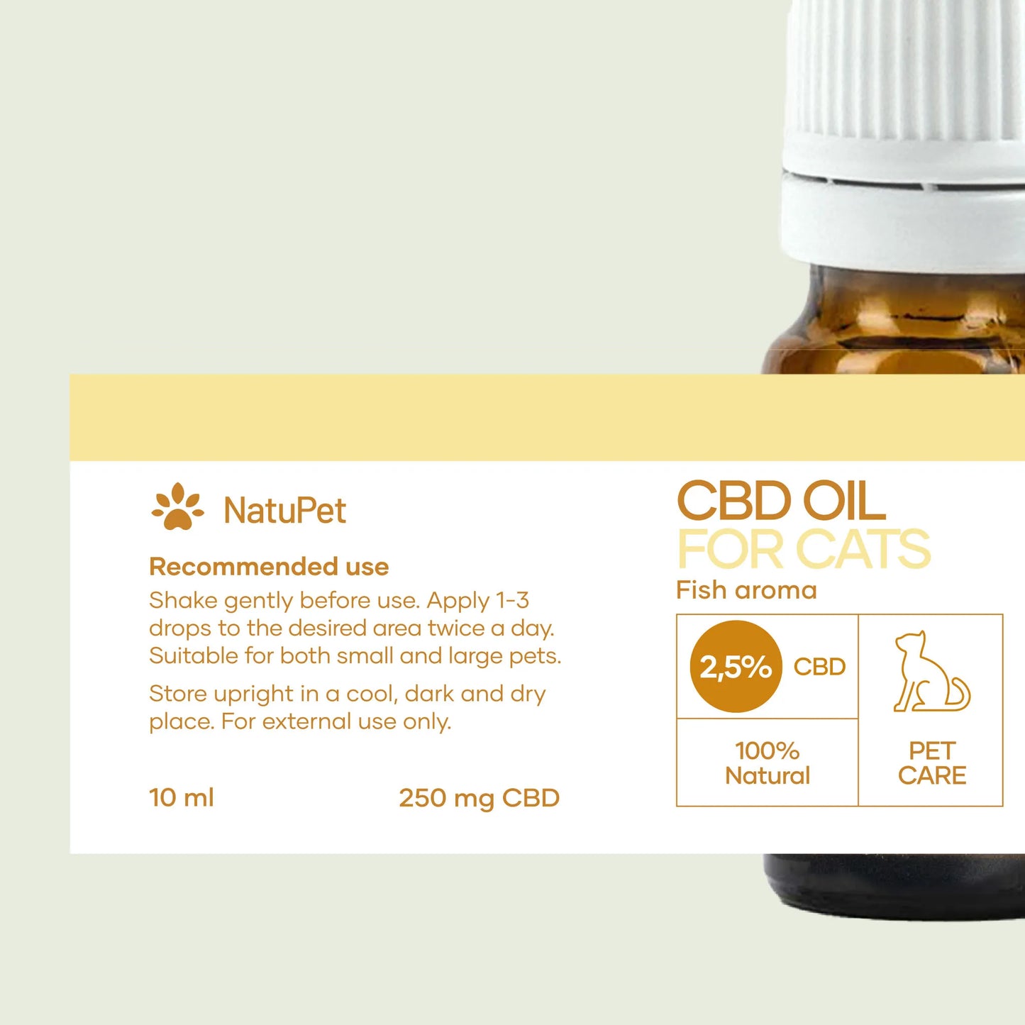Olej CBD dla kota -  smak ryb (2,5%)